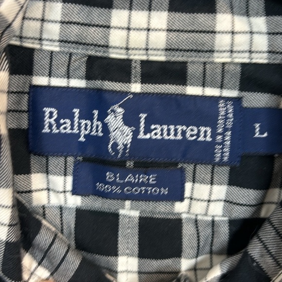 Ralph Lauren black and white checkered long sleeve button down shirt men size L - Picture 5 of 5